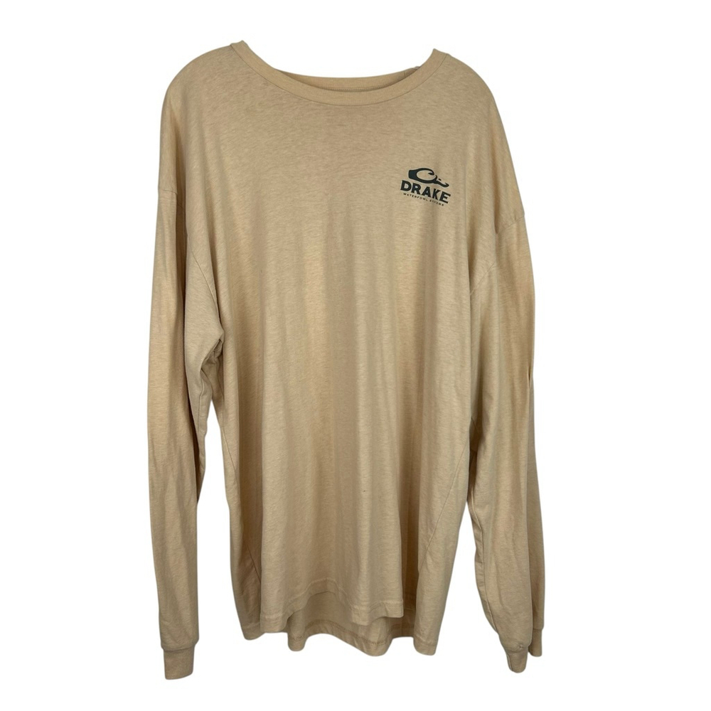 Drake Waterfowl Long Sleeve T Shirt Mens 2XL Tan Hunting - Picture 2 of 9